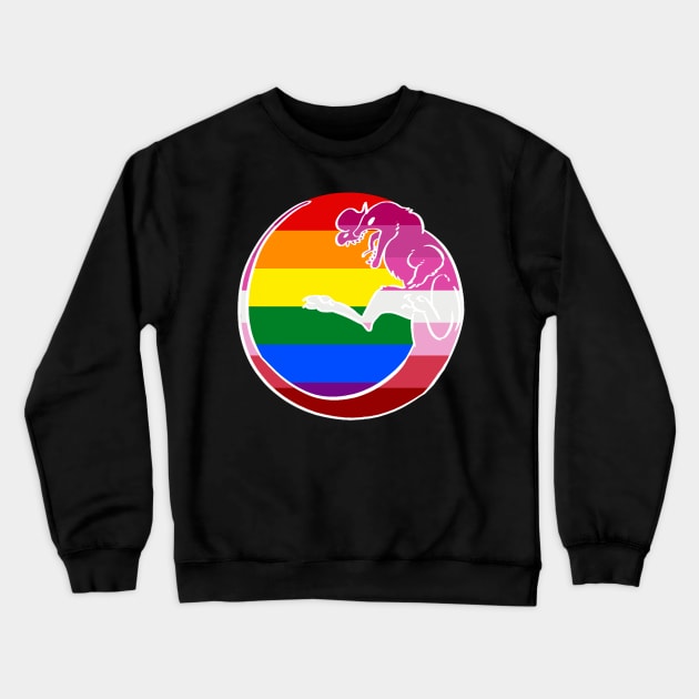 Gay / Lesbian Pride Dilophosaurus T-Shirt White Outline Crewneck Sweatshirt by irradiatedsnakes